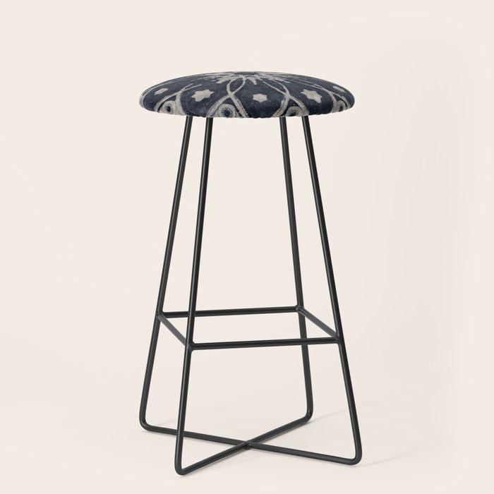 Mandala, Flower, Indigo Blue, Boho Art Stool Gallery Image 1