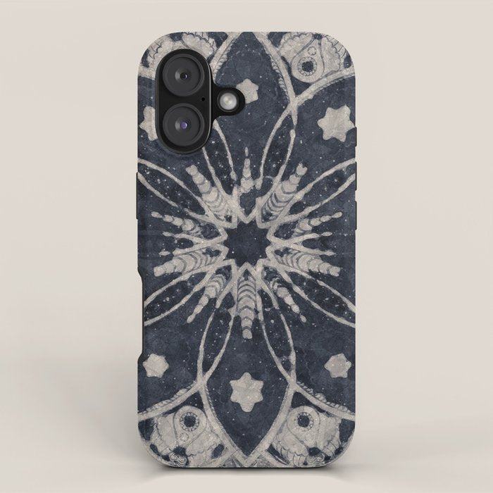 Mandala, Flower, Indigo Blue, Boho Art iPhone Case Gallery Image 1