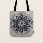 Mandala, Flower, Indigo Blue, Boho Art Tote Bag Gallery Image 1