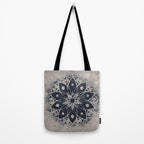 Mandala, Flower, Indigo Blue, Boho Art Tote Bag Gallery Image 2