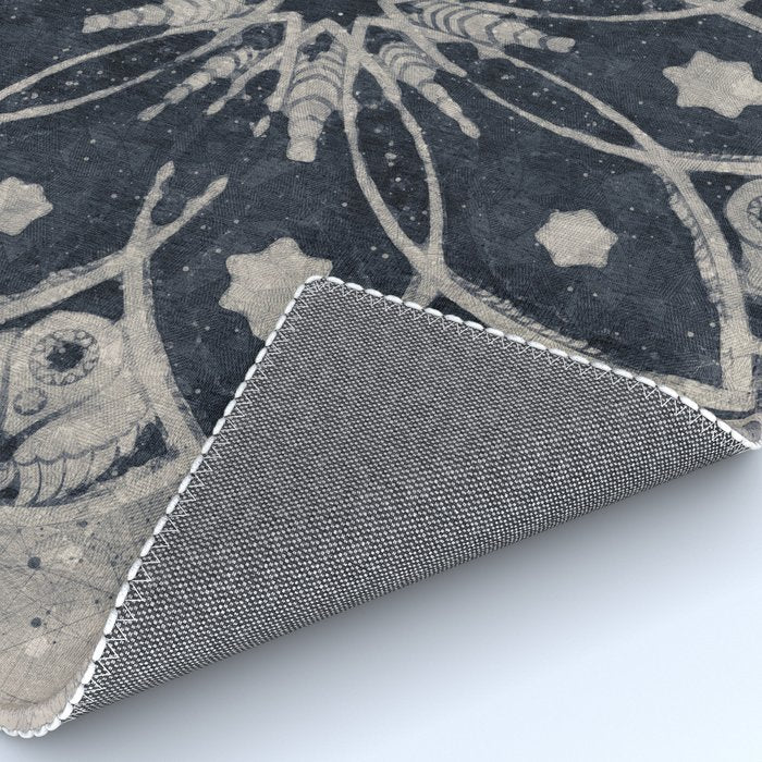 Mandala, Flower, Indigo Blue, Boho Art Rug Gallery Image 4