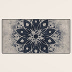Mandala, Flower, Indigo Blue, Boho Art Desk Mat Gallery Image 3