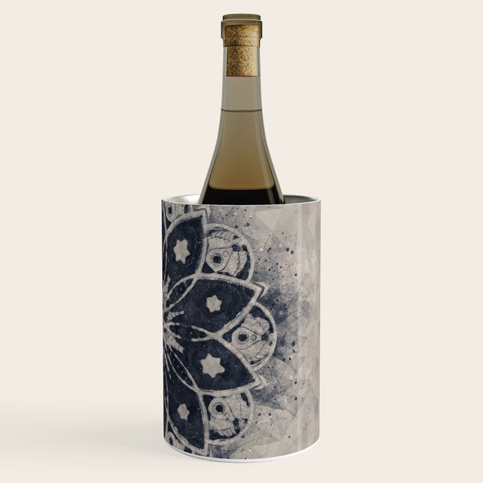 Mandala, Flower, Indigo Blue, Boho Art Wine Chiller Gallery Image 3