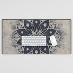 Mandala, Flower, Indigo Blue, Boho Art Desk Mat Gallery Image 1