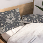 Mandala, Flower, Indigo Blue, Boho Art Pillow Sham Gallery Image 2