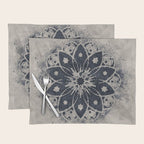 Mandala, Flower, Indigo Blue, Boho Art Placemat Gallery Image 1
