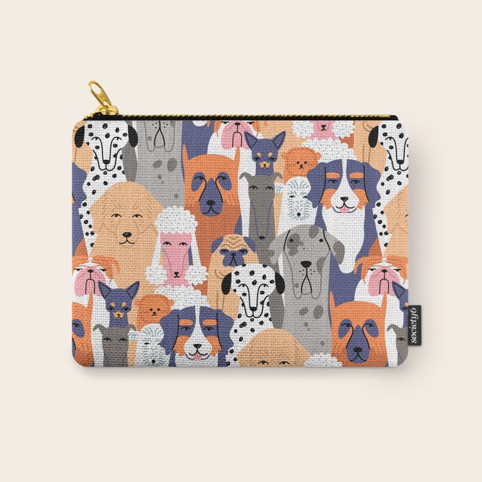 Funny diverse dog crowd character cartoon background Carry All Pouch Gallery Image 1