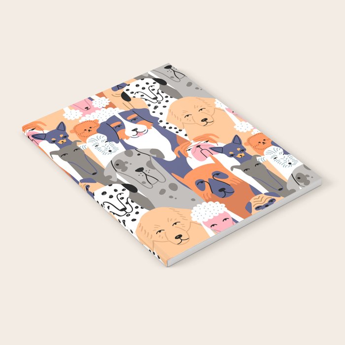 Funny diverse dog crowd character cartoon background Notebook Gallery Image 2