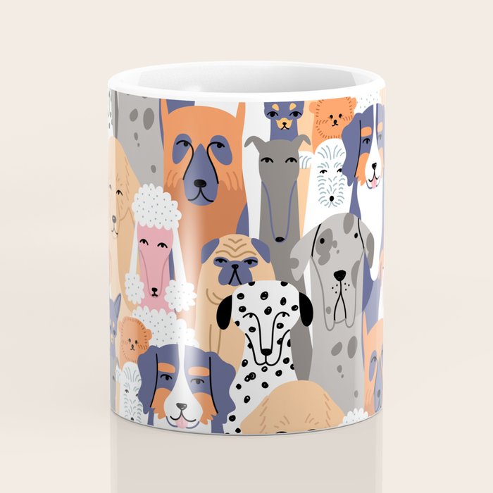 Funny diverse dog crowd character cartoon background Coffee Mug Gallery Image 4