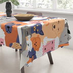 Funny diverse dog crowd character cartoon background Tablecloth Gallery Image 3