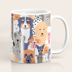 Funny diverse dog crowd character cartoon background Coffee Mug Gallery Image 1