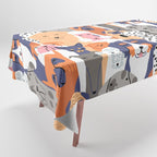 Funny diverse dog crowd character cartoon background Tablecloth Gallery Image 1