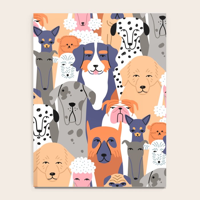 Funny diverse dog crowd character cartoon background Notebook Gallery Image 4
