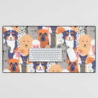 Funny diverse dog crowd character cartoon background Desk Mat Gallery Image 1