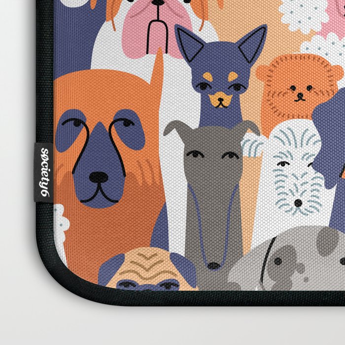 Funny diverse dog crowd character cartoon background Laptop Sleeve Gallery Image 3