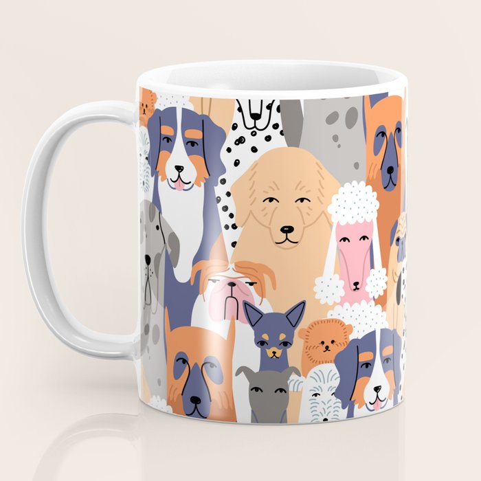 Funny diverse dog crowd character cartoon background Coffee Mug Gallery Image 3