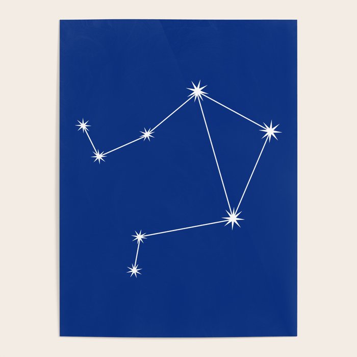 Libra Zodiac Star Constellation Line Art Dark Blue Poster Gallery Image 1