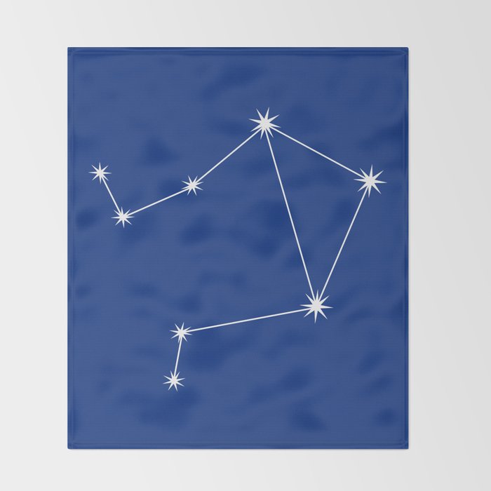 Libra Zodiac Star Constellation Line Art Dark Blue Throw Blanket Gallery Image 2