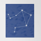 Libra Zodiac Star Constellation Line Art Dark Blue Throw Blanket Gallery Image 2