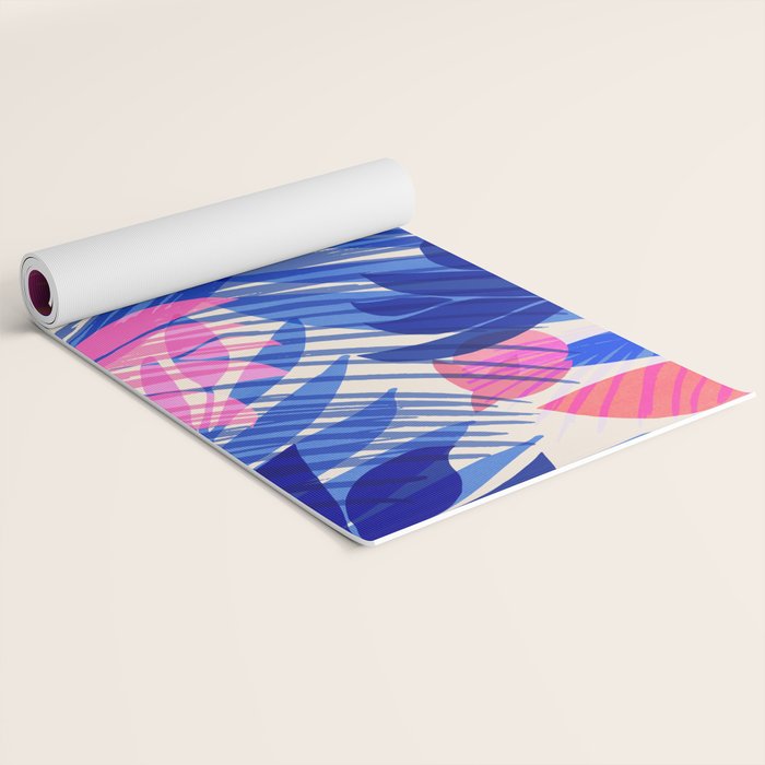 Breezy Tropics Blue Floral Design Yoga Mat Gallery Image 2