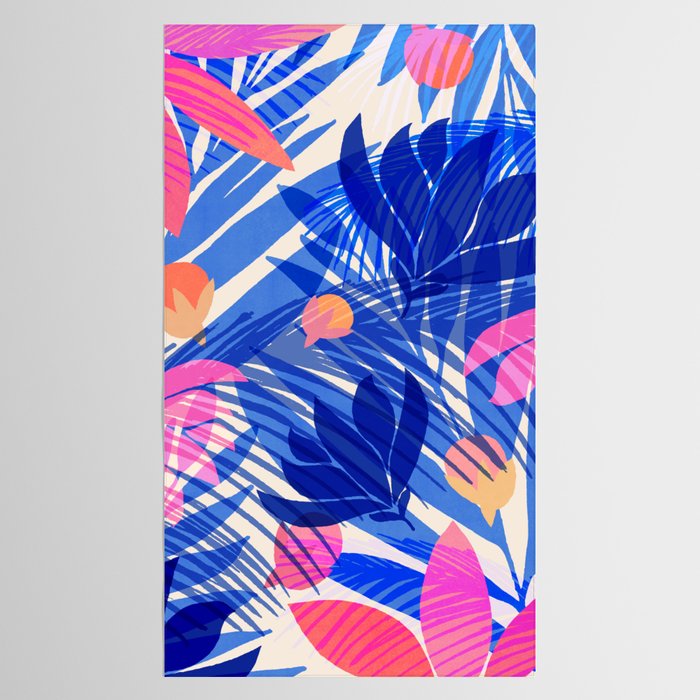 Breezy Tropics Blue Floral Design Tablecloth Gallery Image 2
