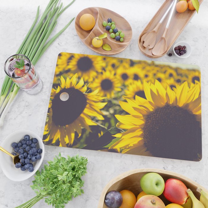 Summer Sunflower Love - boho flower photography Cutting Board Gallery Image 2