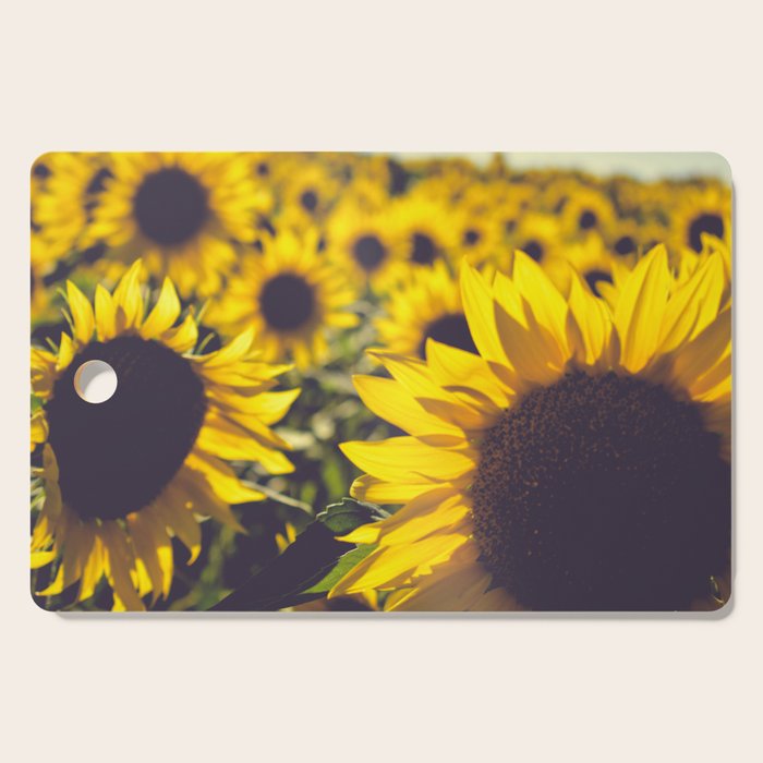 Summer Sunflower Love - boho flower photography Cutting Board Gallery Image 1
