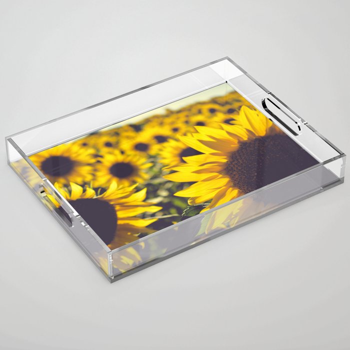 Summer Sunflower Love - boho flower photography Acrylic Tray Gallery Image 1