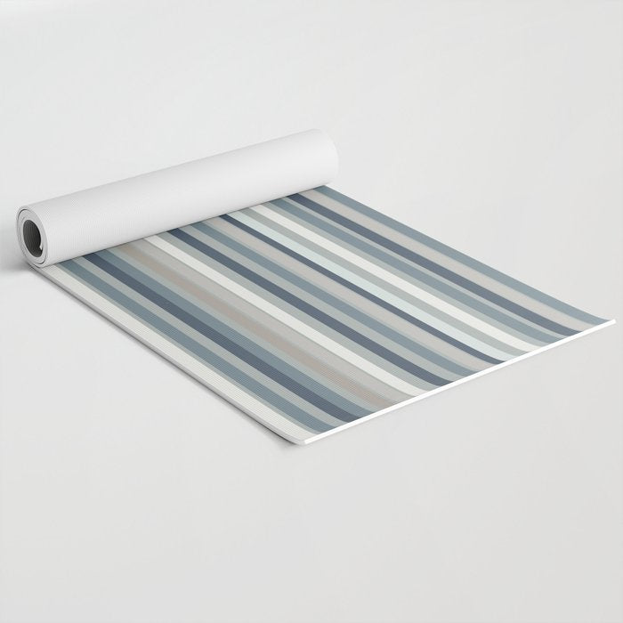 Fine Stripes Pattern in Neutral Blue Gray Tones Yoga Mat Gallery Image 2