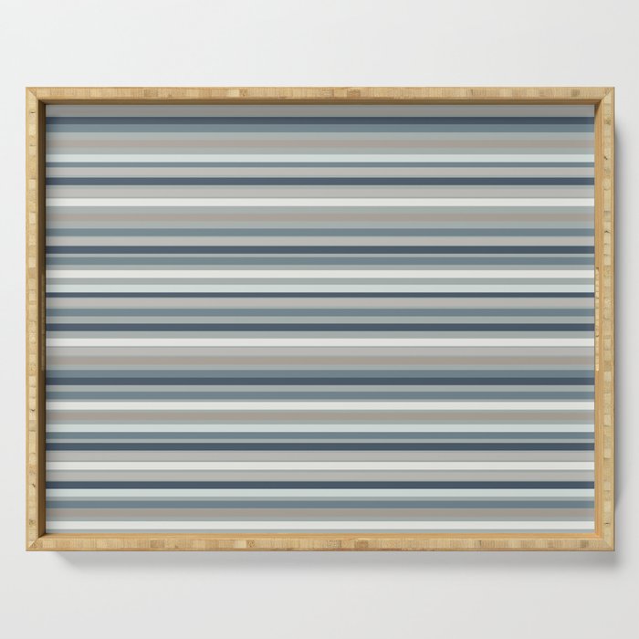 Fine Stripes Pattern in Neutral Blue Gray Tones Serving Tray Gallery Image 1