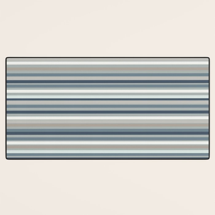Fine Stripes Pattern in Neutral Blue Gray Tones Desk Mat Gallery Image 3
