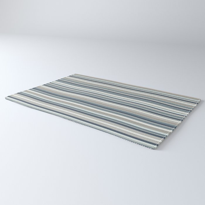 Fine Stripes Pattern in Neutral Blue Gray Tones Rug Gallery Image 3