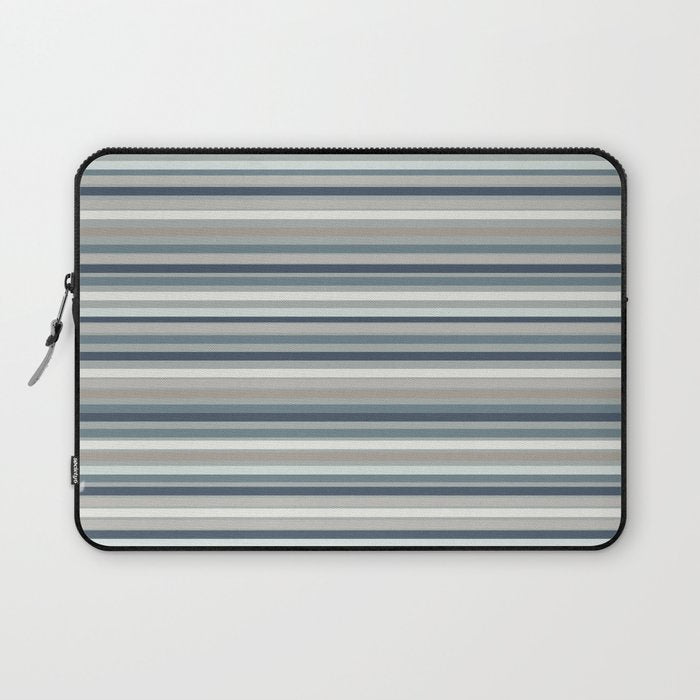 Fine Stripes Pattern in Neutral Blue Gray Tones Laptop Sleeve Gallery Image 1