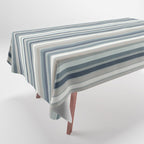 Fine Stripes Pattern in Neutral Blue Gray Tones Tablecloth Gallery Image 1