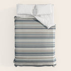 Fine Stripes Pattern in Neutral Blue Gray Tones Duvet Cover Gallery Image 6