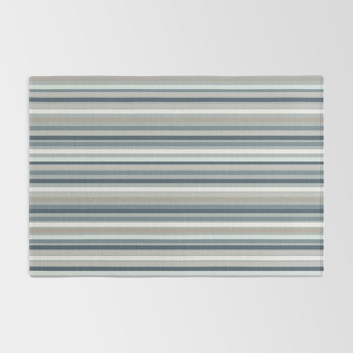 Fine Stripes Pattern in Neutral Blue Gray Tones Rug Gallery Image 2