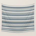 Fine Stripes Pattern in Neutral Blue Gray Tones Wall Tapestry Gallery Image 4