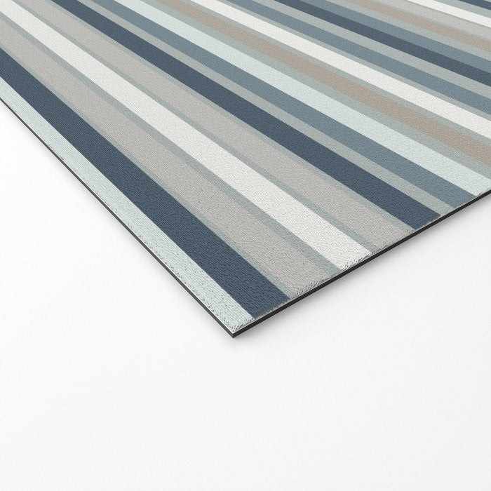 Fine Stripes Pattern in Neutral Blue Gray Tones Welcome Mat Gallery Image 2