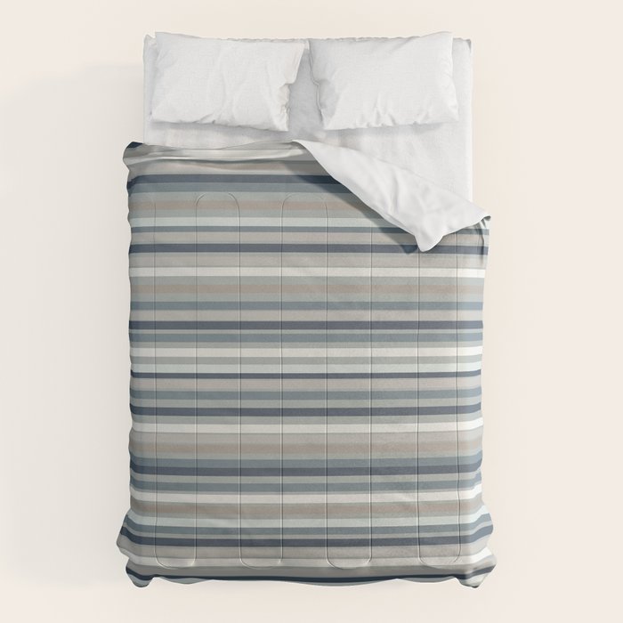 Fine Stripes Pattern in Neutral Blue Gray Tones Comforter Gallery Image 6