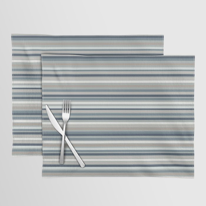 Fine Stripes Pattern in Neutral Blue Gray Tones Placemat Gallery Image 1