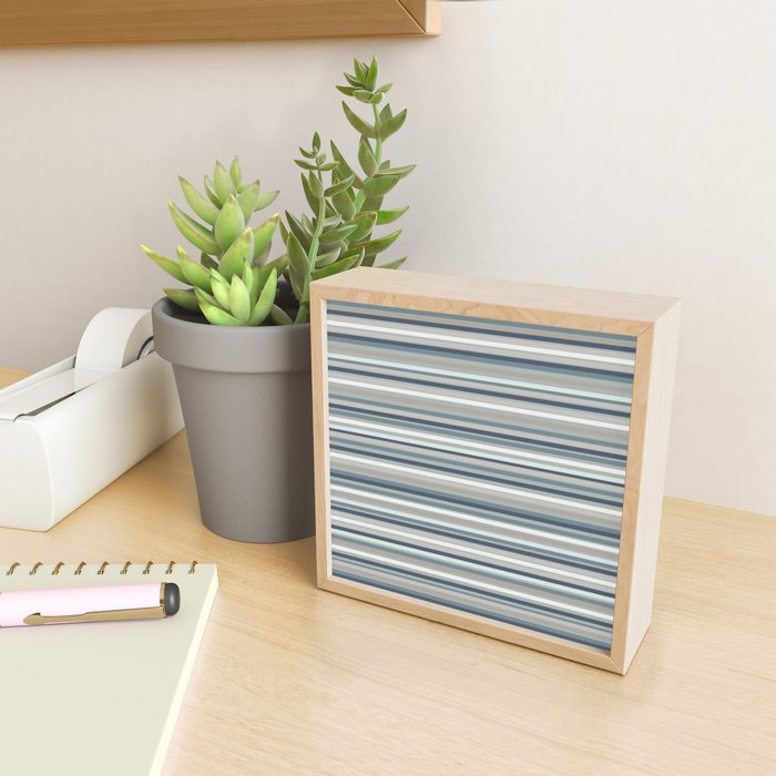 Fine Stripes Pattern in Neutral Blue Gray Tones Mini Art Print Gallery Image 2