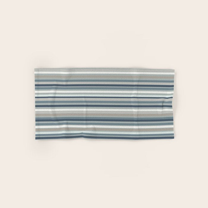 Fine Stripes Pattern in Neutral Blue Gray Tones Bath Towel Gallery Image 1