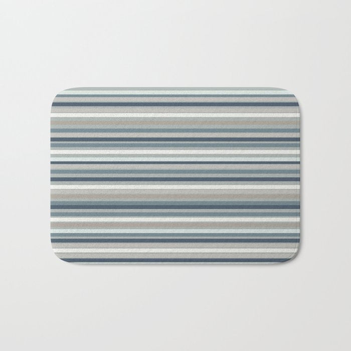Fine Stripes Pattern in Neutral Blue Gray Tones Bath Mat Gallery Image 1