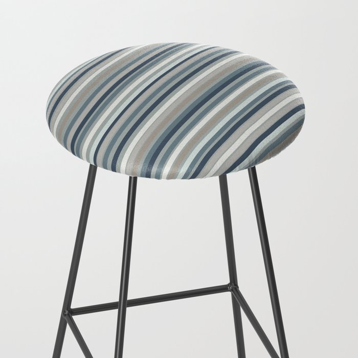 Fine Stripes Pattern in Neutral Blue Gray Tones Stool Gallery Image 2