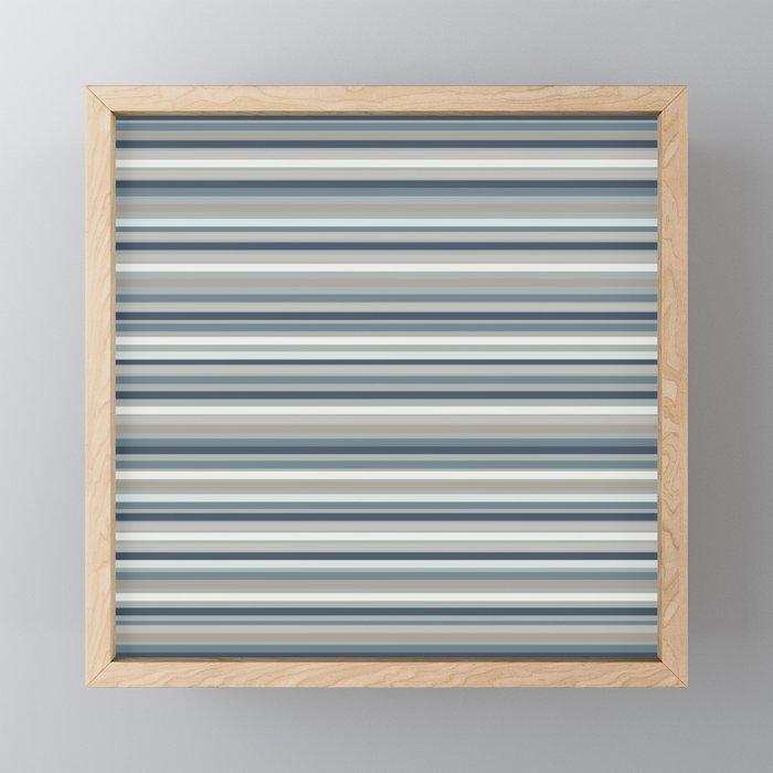 Fine Stripes Pattern in Neutral Blue Gray Tones Mini Art Print Gallery Image 1