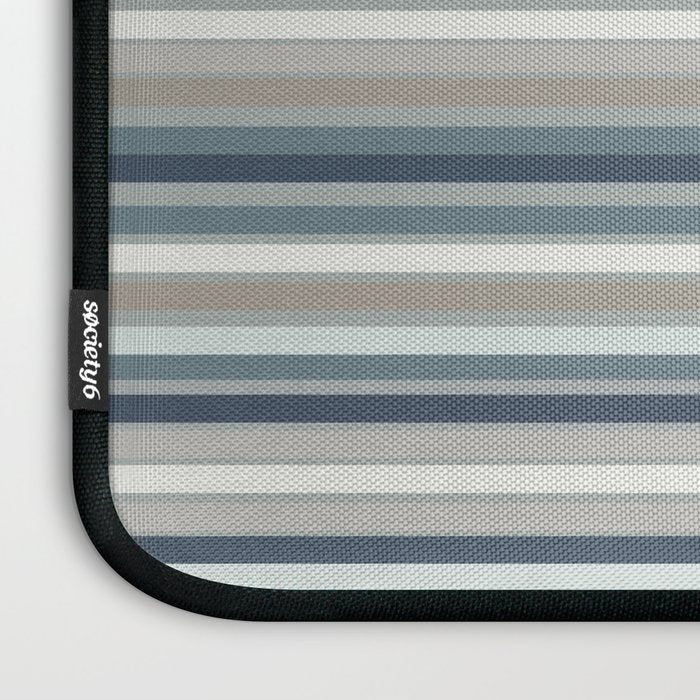 Fine Stripes Pattern in Neutral Blue Gray Tones Laptop Sleeve Gallery Image 3