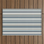 Fine Stripes Pattern in Neutral Blue Gray Tones Outdoor Rug Gallery Image 1