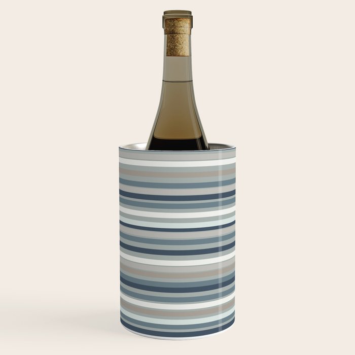 Fine Stripes Pattern in Neutral Blue Gray Tones Wine Chiller Gallery Image 1