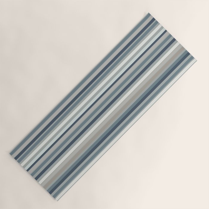 Fine Stripes Pattern in Neutral Blue Gray Tones Yoga Mat Gallery Image 1