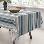 Fine Stripes Pattern in Neutral Blue Gray Tones Tablecloth Gallery Image 3